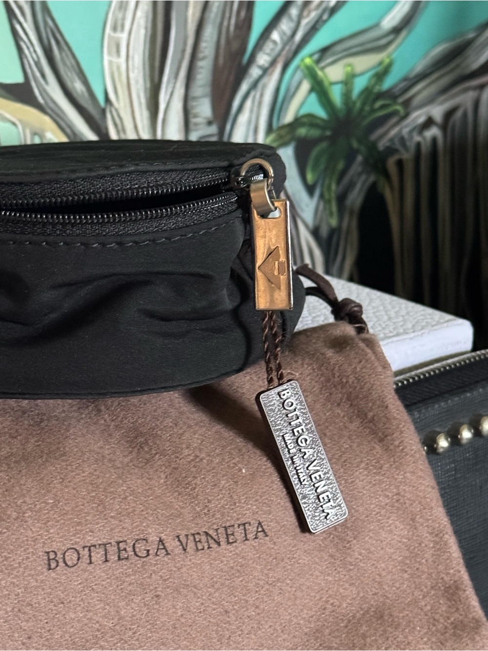 Vintage Bottega Veneta Nylon Logo Top with Leopard Interior Mini Travel Case - Picture 4 of 6